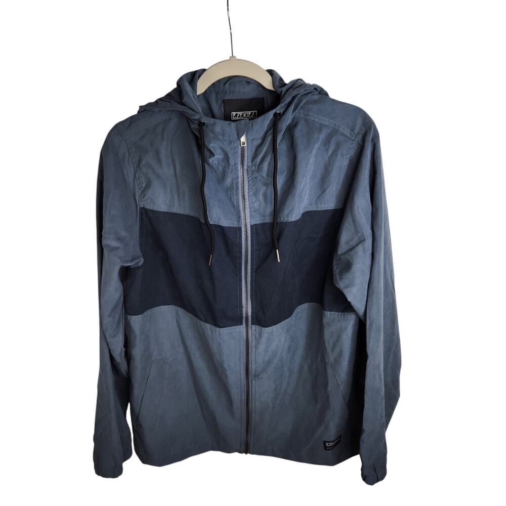 EZEKIEL Hooded Windbreaker‎ Jacket Men’s Medium Blue Haze Full Zip Lightweight